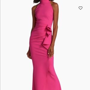 Chiara Boni La Petite Robe Gudrum Halter Ruffle Gown (Size 4)